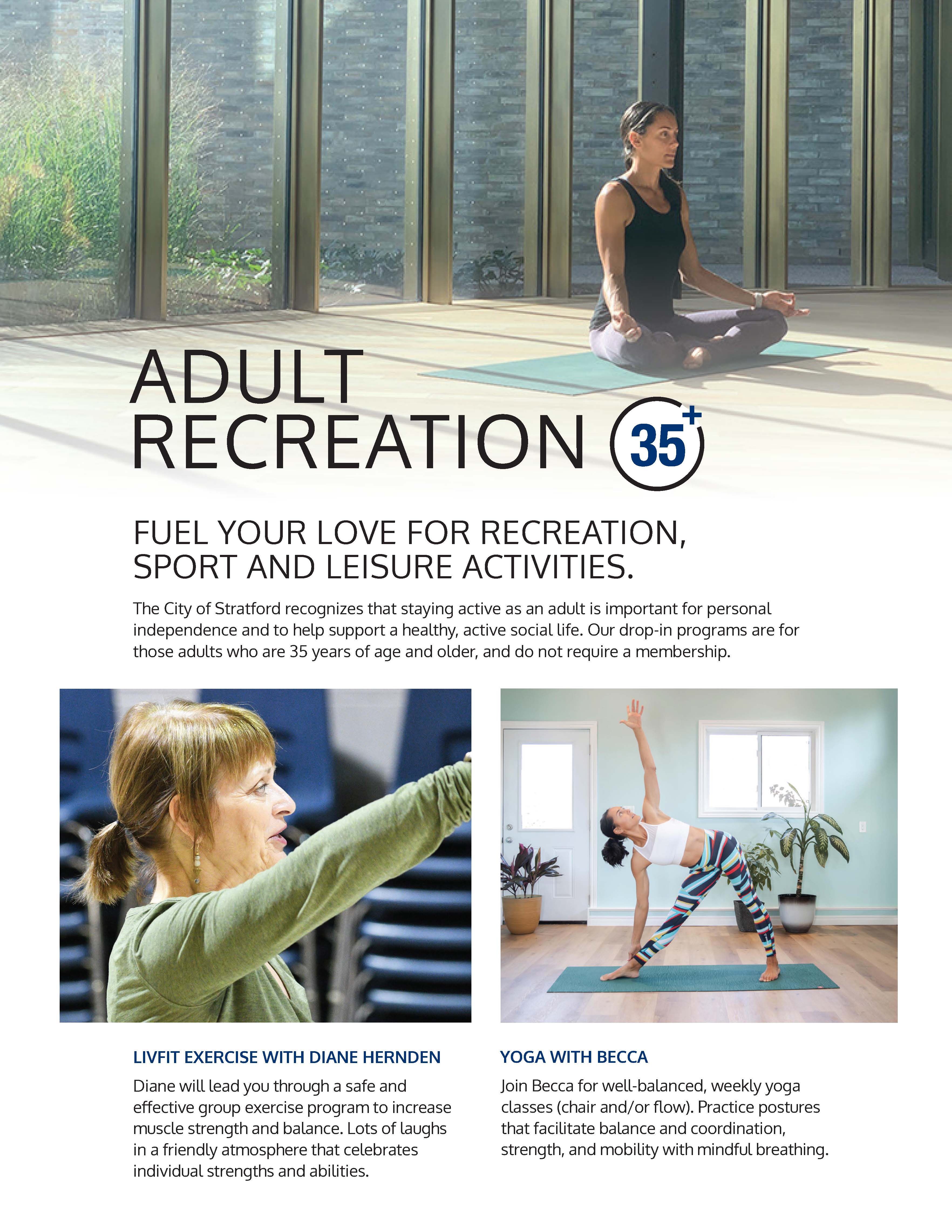 Image of Adult Recreation 35+ Activity Sheet. Click to view.